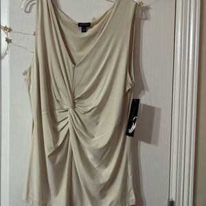 Nine West Cream Sleeveless Draped Top